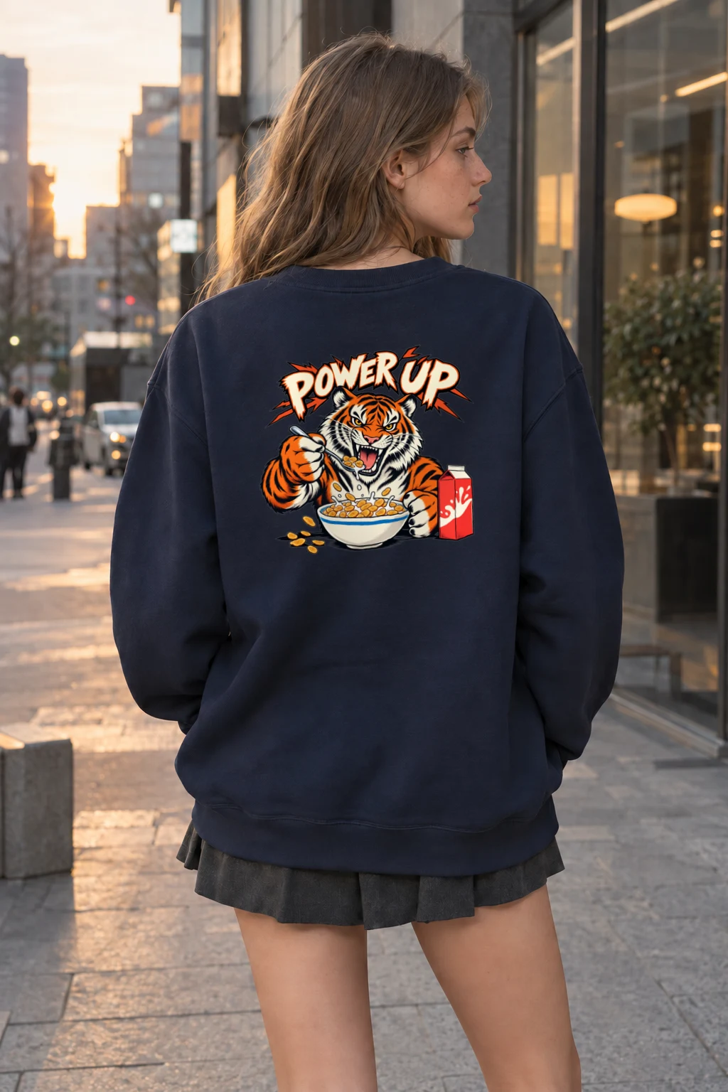 "Power Up Tiger" Heavy Blend Unisex Crewneck Sweatshirt | Gildan 18000