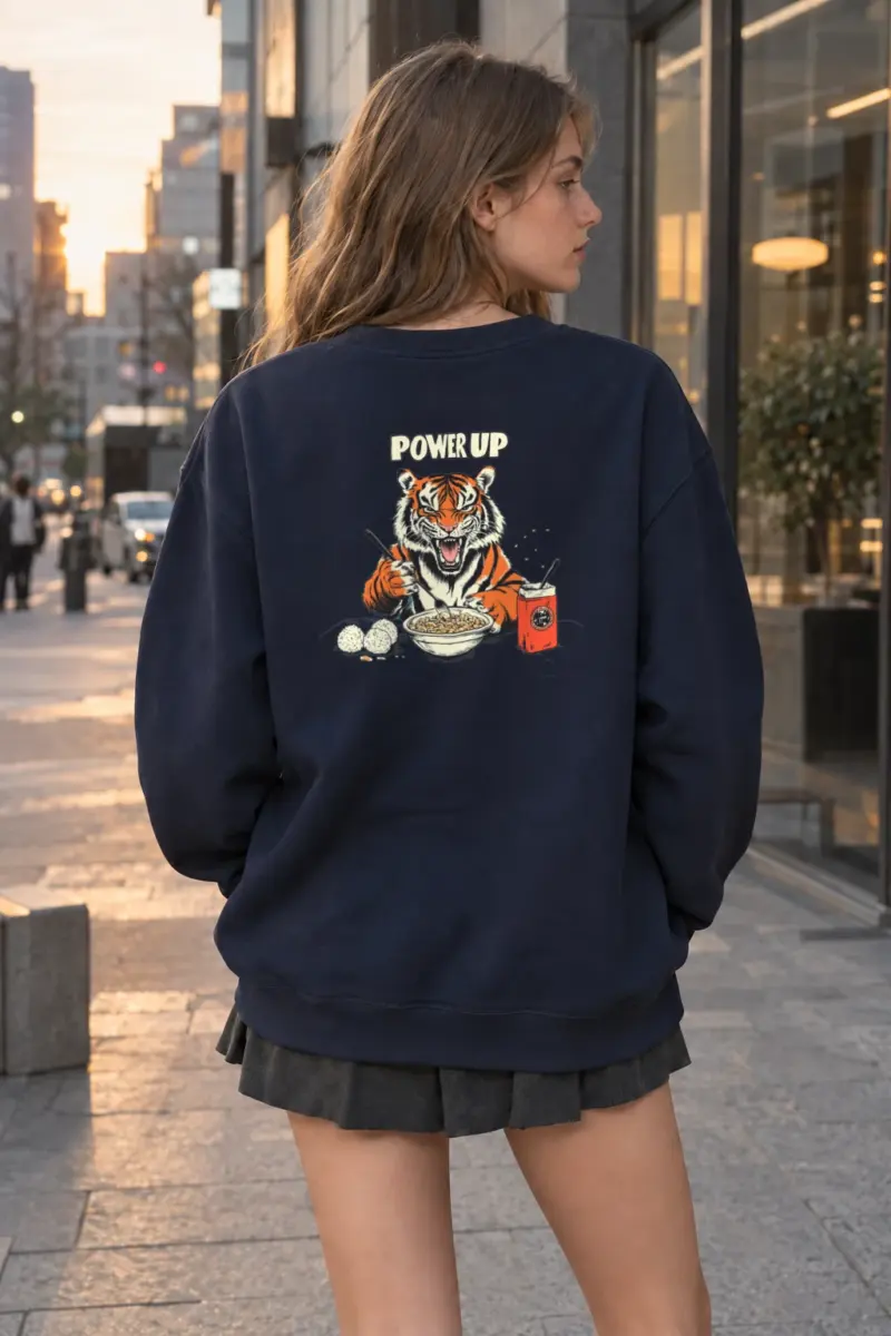 "Power Up Tiger" Heavy Blend Unisex Crewneck Sweatshirt | Gildan 18000