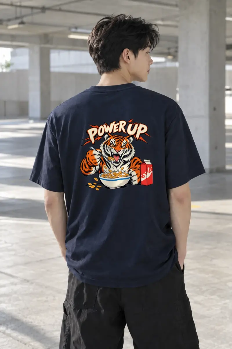 "Power Up Tiger" Heavyweight Unisex Crewneck T-shirt | Gildan 5000