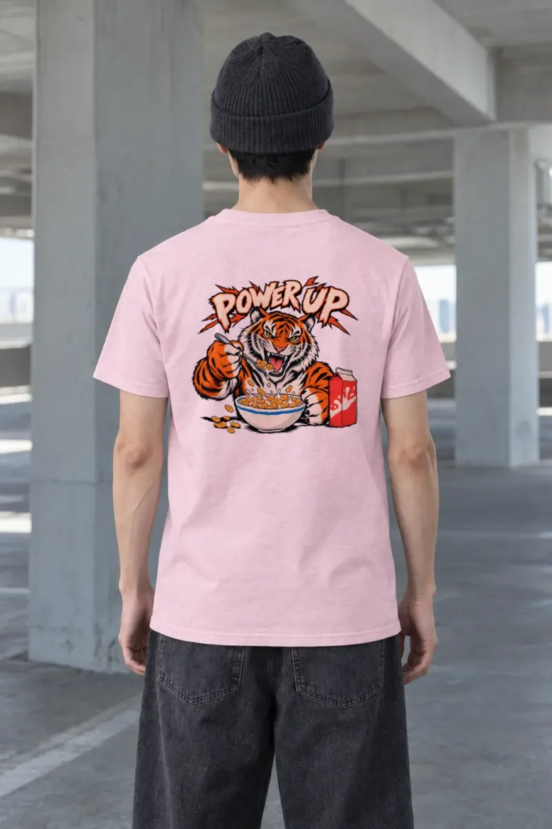 "Power Up Tiger" Heavyweight Unisex Crewneck T-shirt