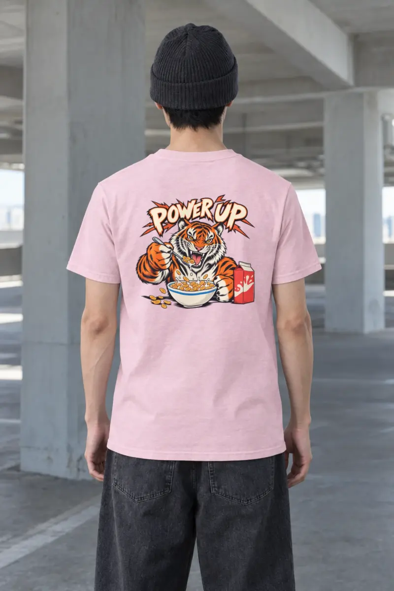 "Power Up Tiger" Heavyweight Unisex Crewneck T-shirt