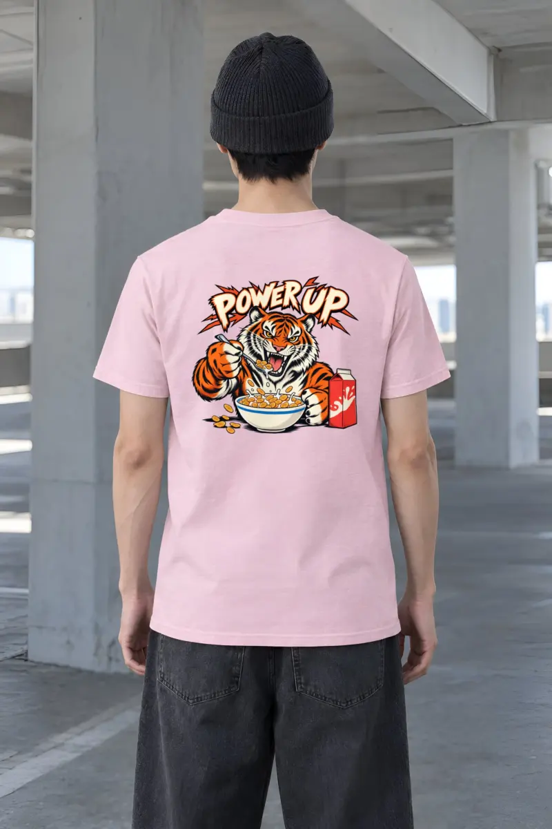 "Power Up Tiger" Heavyweight Unisex Crewneck T-shirt
