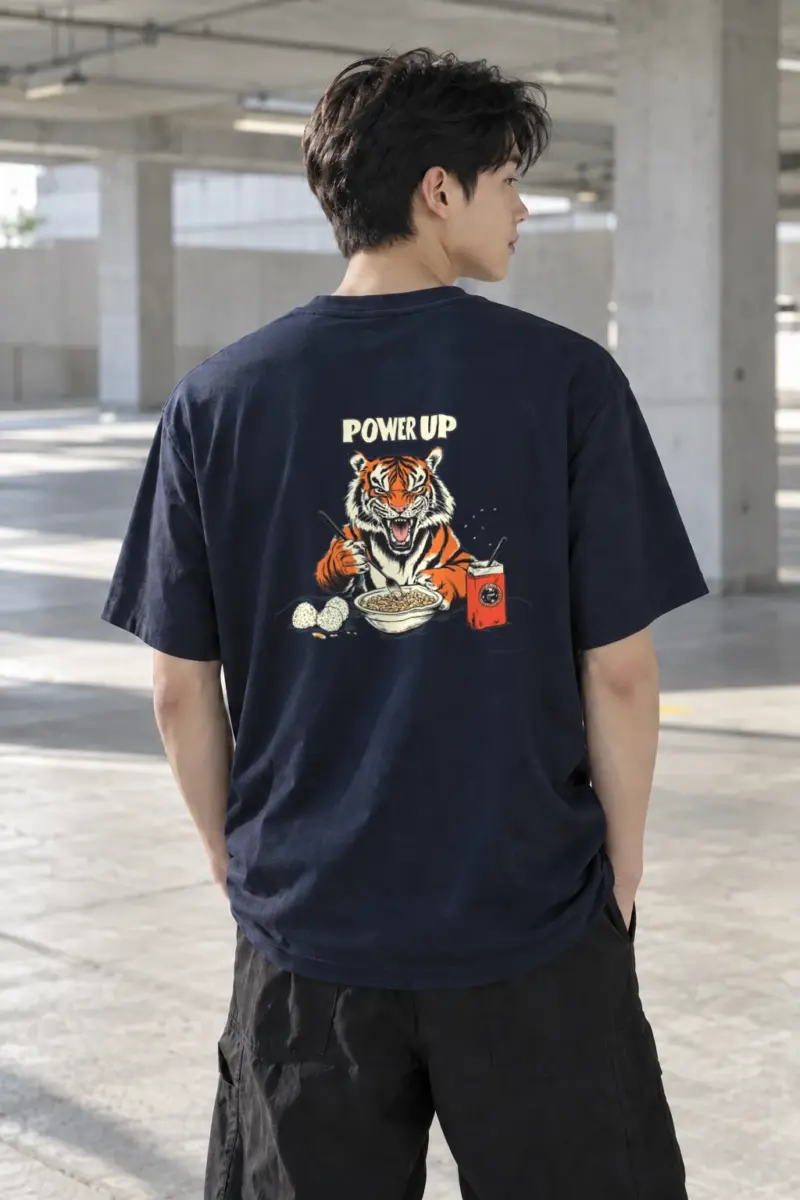 "Power Up Tiger" Heavyweight Unisex Crewneck T-shirt | Gildan 5000