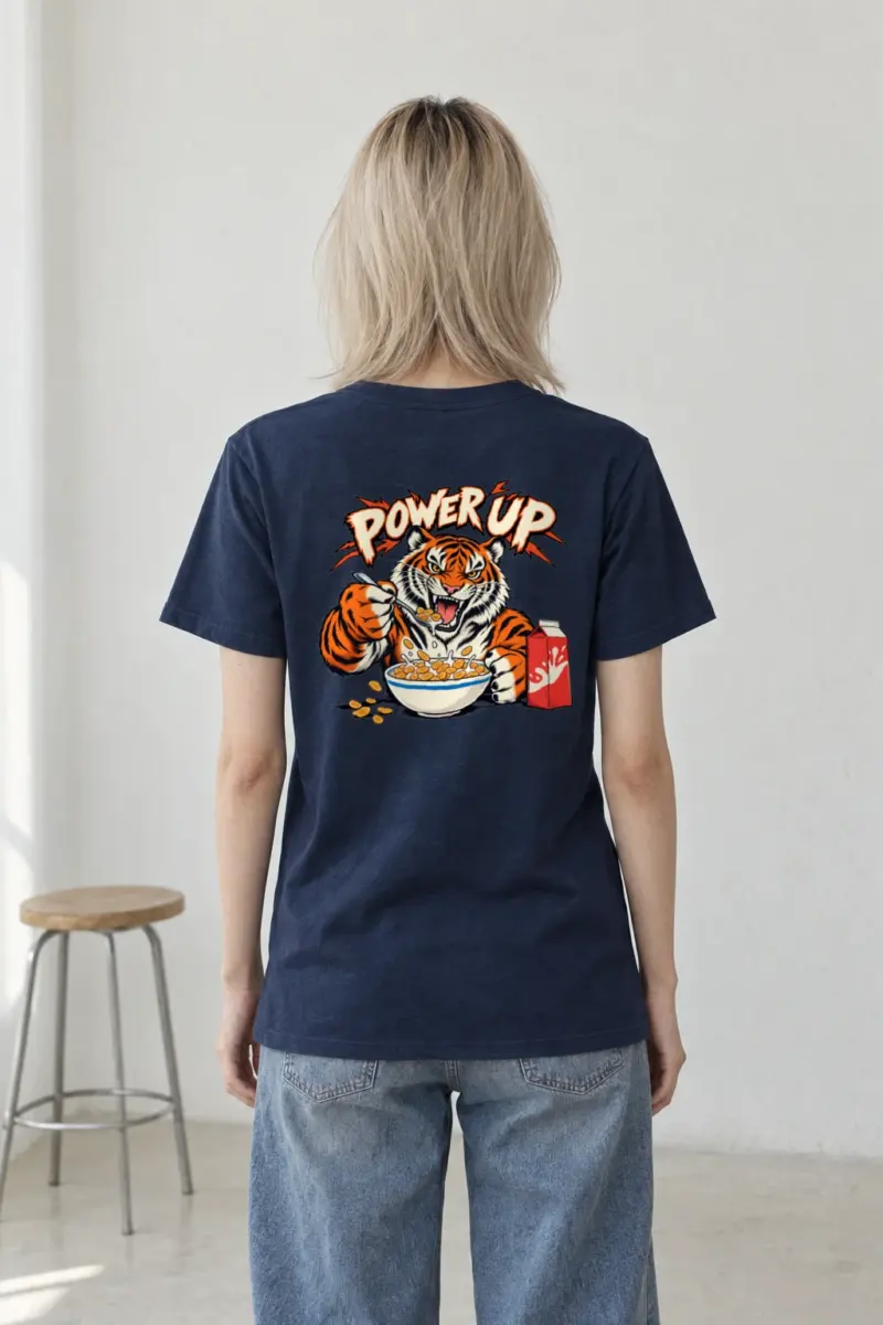 "Power Up Tiger" Heavyweight Unisex Crewneck T-shirt | Gildan 5000