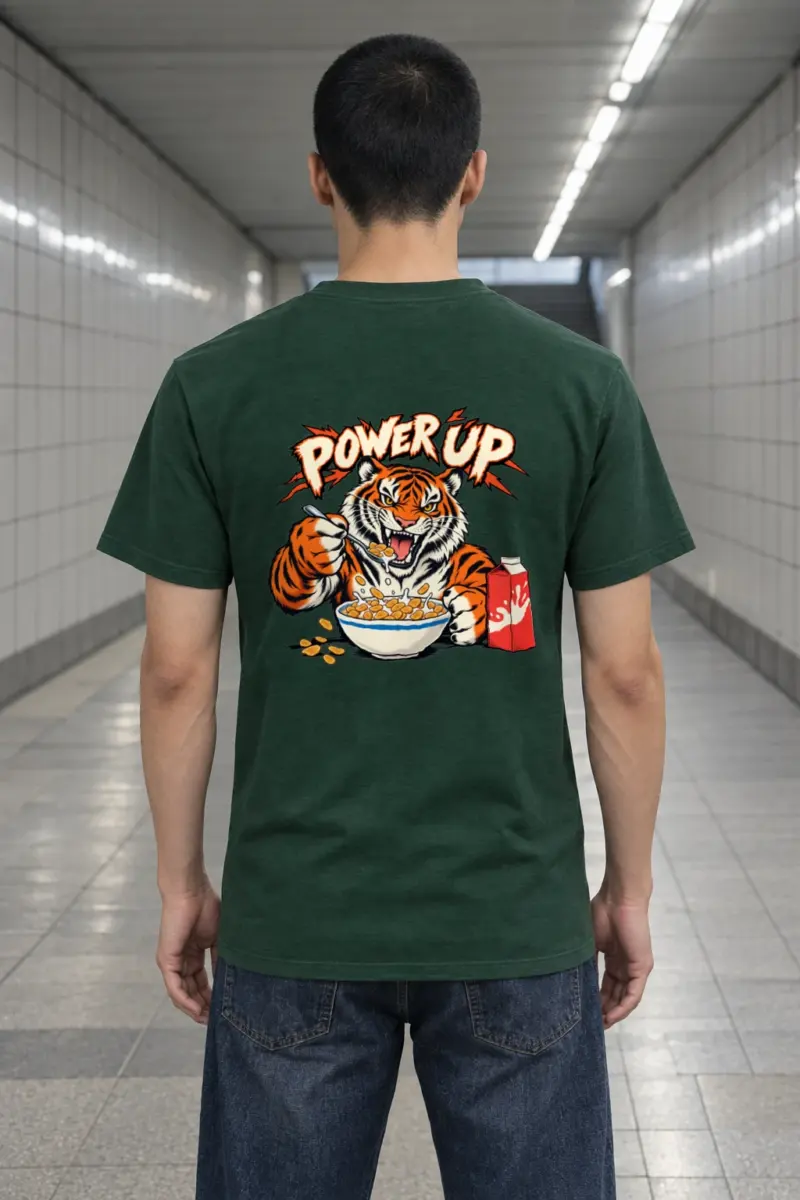 "Power Up Tiger" Heavyweight Unisex Crewneck T-shirt | Gildan 5000