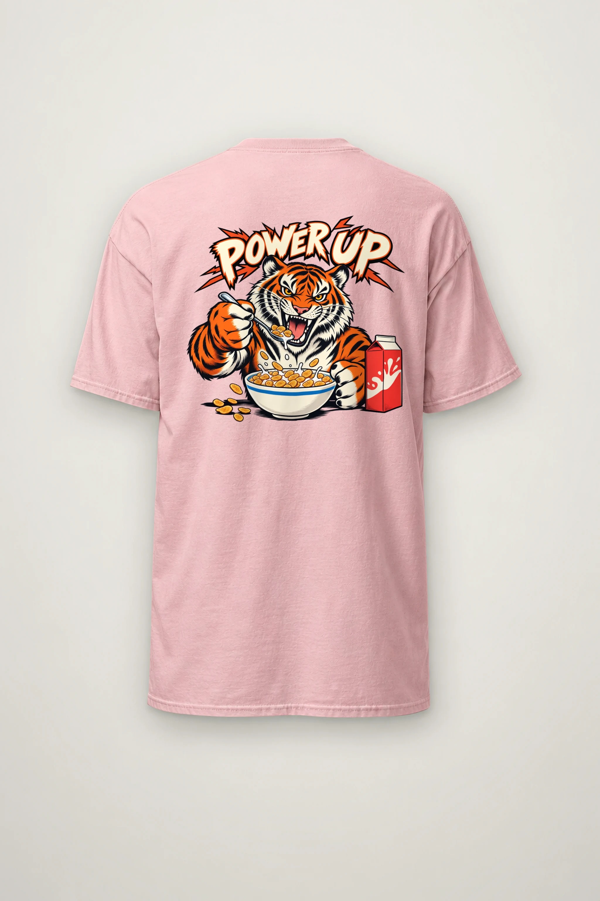 "Power Up Tiger" Heavyweight Unisex Crewneck T-shirt