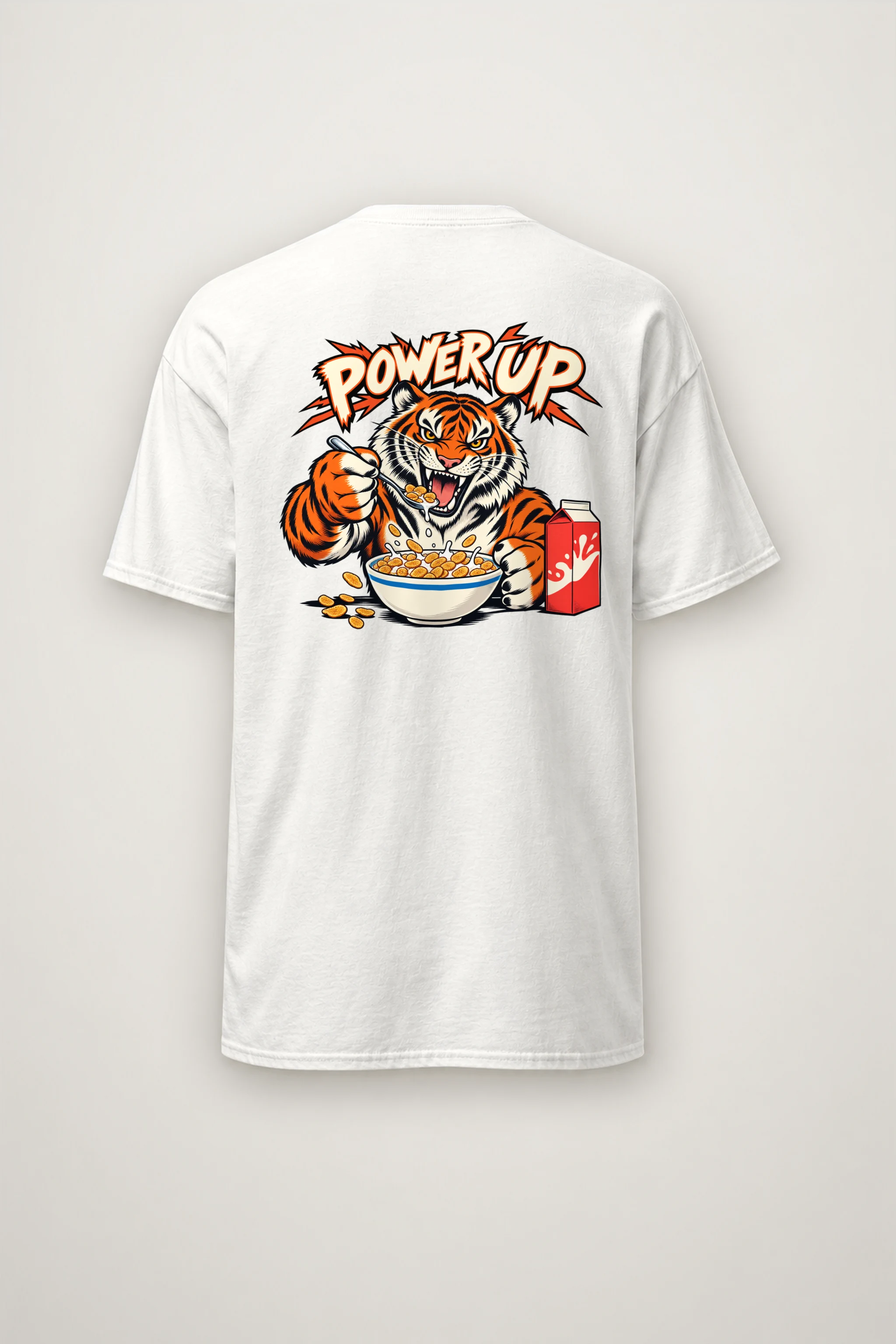 "Power Up Tiger" Heavyweight Unisex Crewneck T-shirt