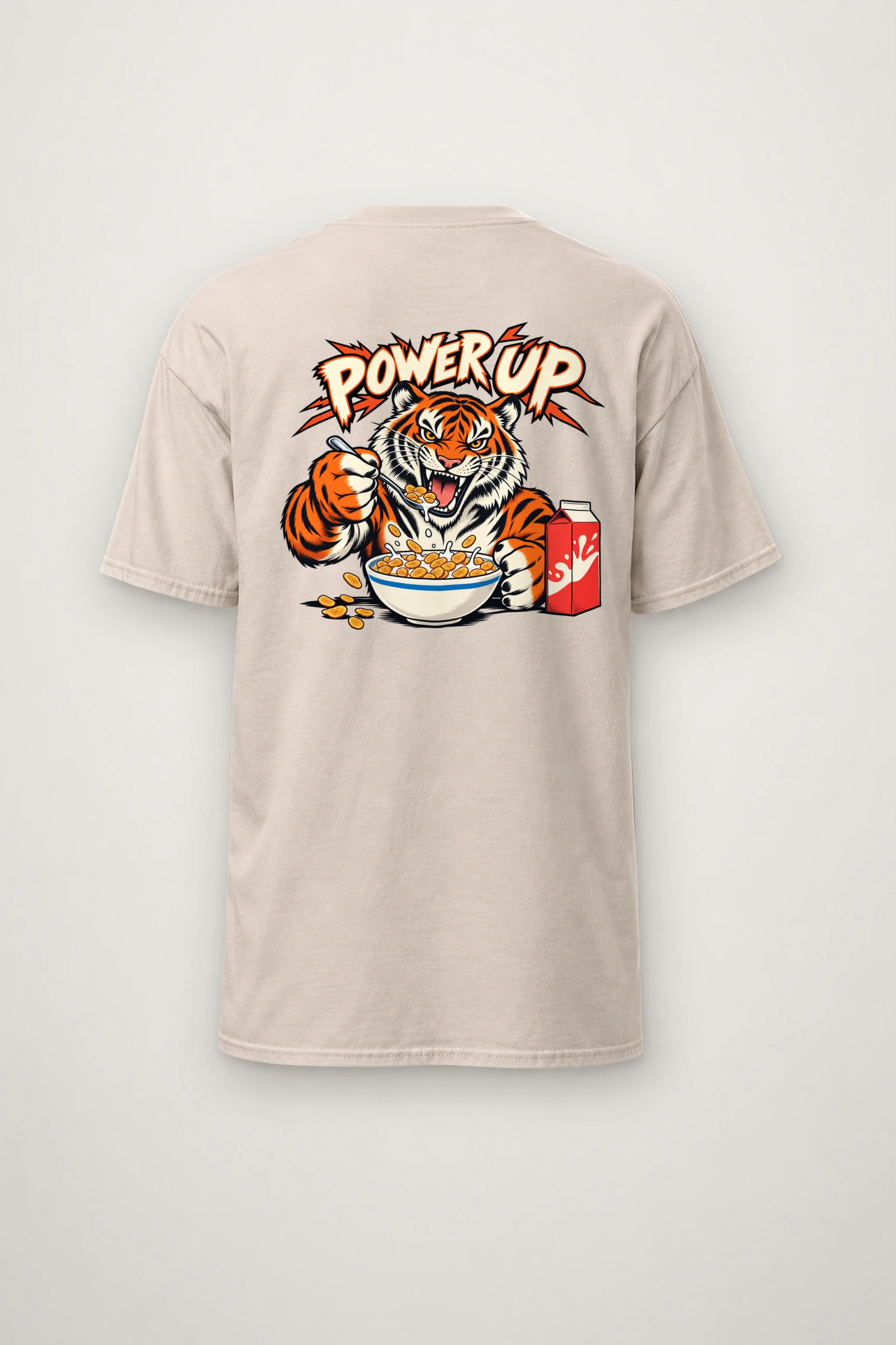 "Power Up Tiger" Heavyweight Unisex Crewneck T-shirt