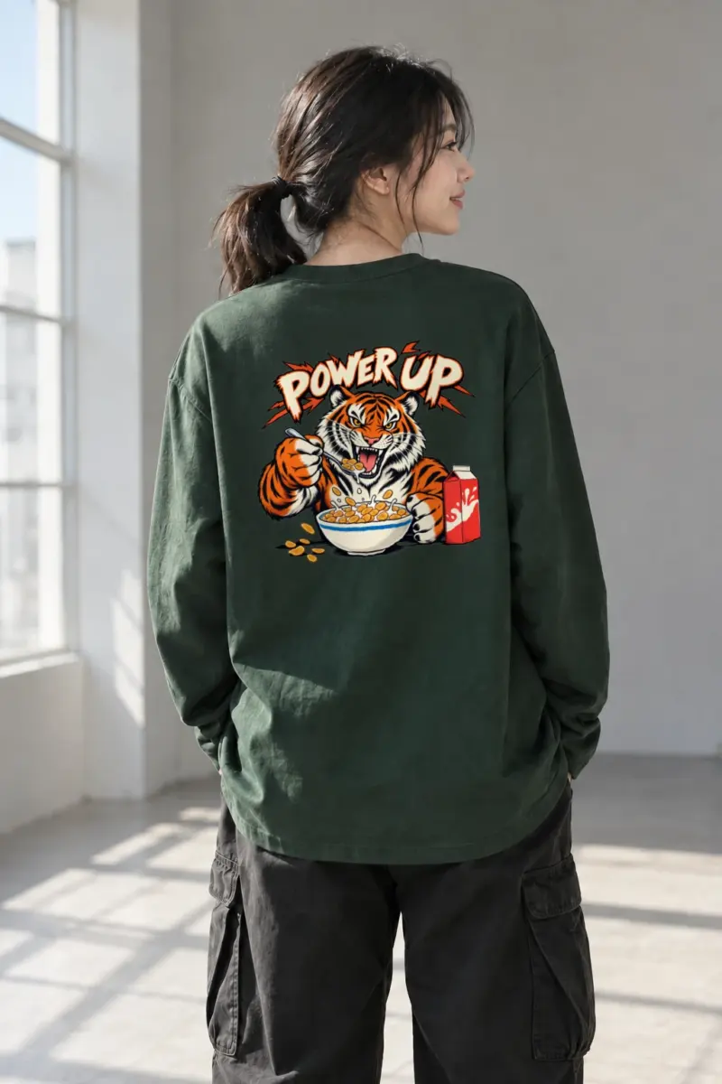 "Power Up Tiger" Unisex Longsleeve T-shirt | Gildan 2400