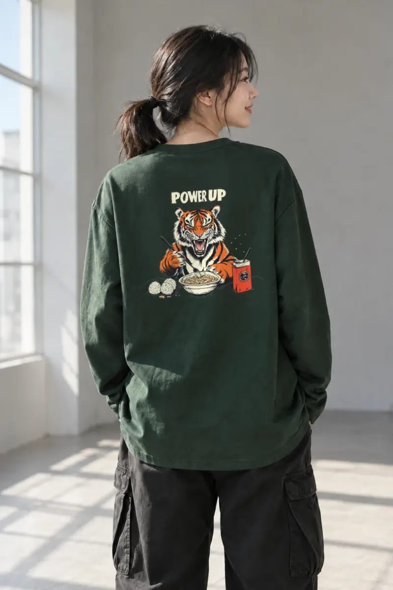 "Power Up Tiger" Unisex Longsleeve T-shirt | Gildan 2400