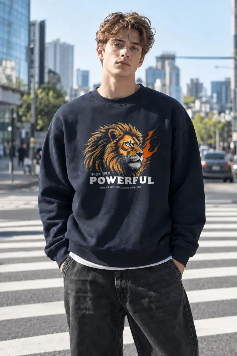 “Powerful Lion” Heavy Blend Unisex Crewneck Sweatshirt | Gildan 18000