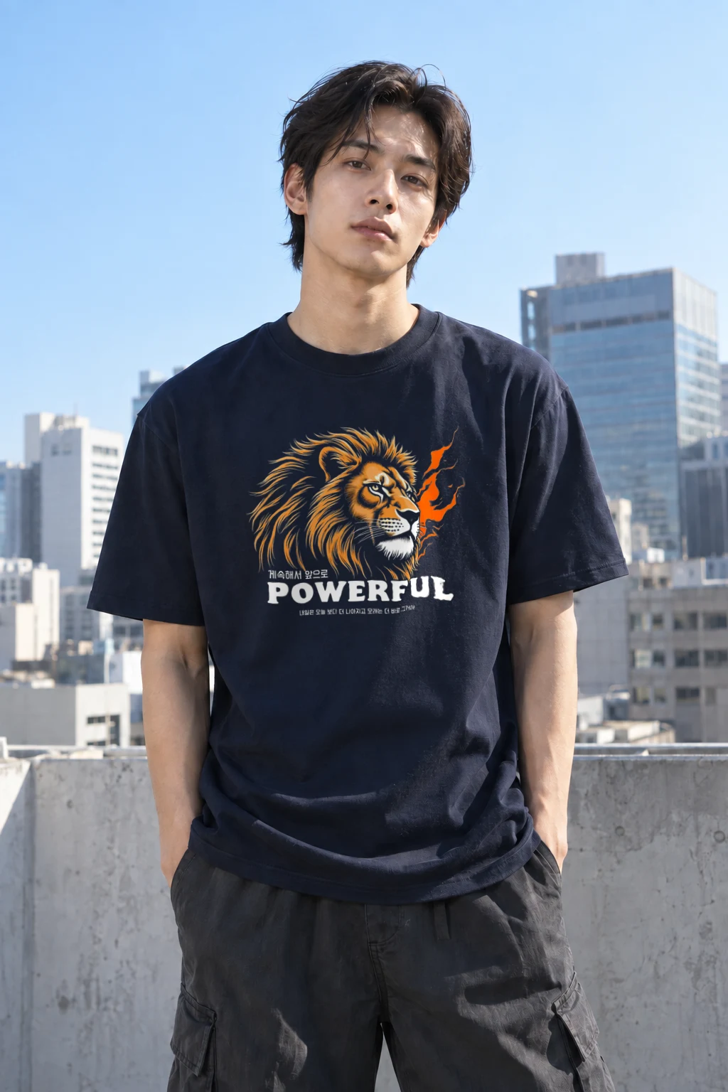 "Powerful Lion" Heavyweight Unisex Crewneck T-shirt | Gildan 5000