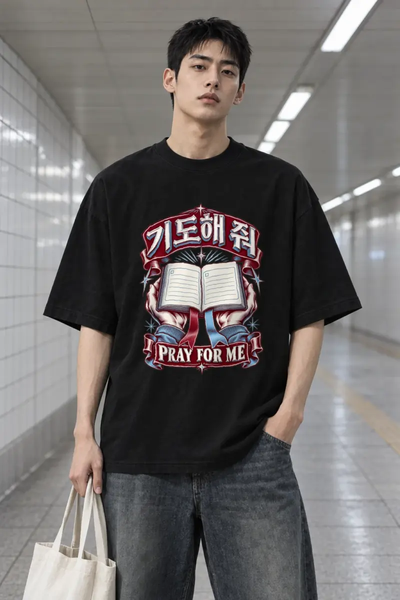 “Pray for Me” Men’s Oversized Heavyweight Crewneck T-Shirt