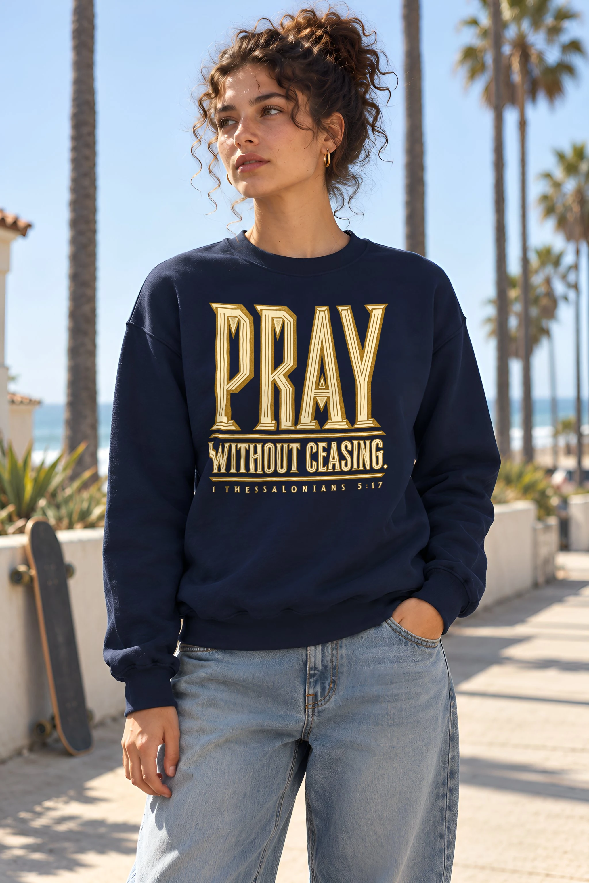"Pray Without Ceasing" 1 Crewneck Sweatshirt