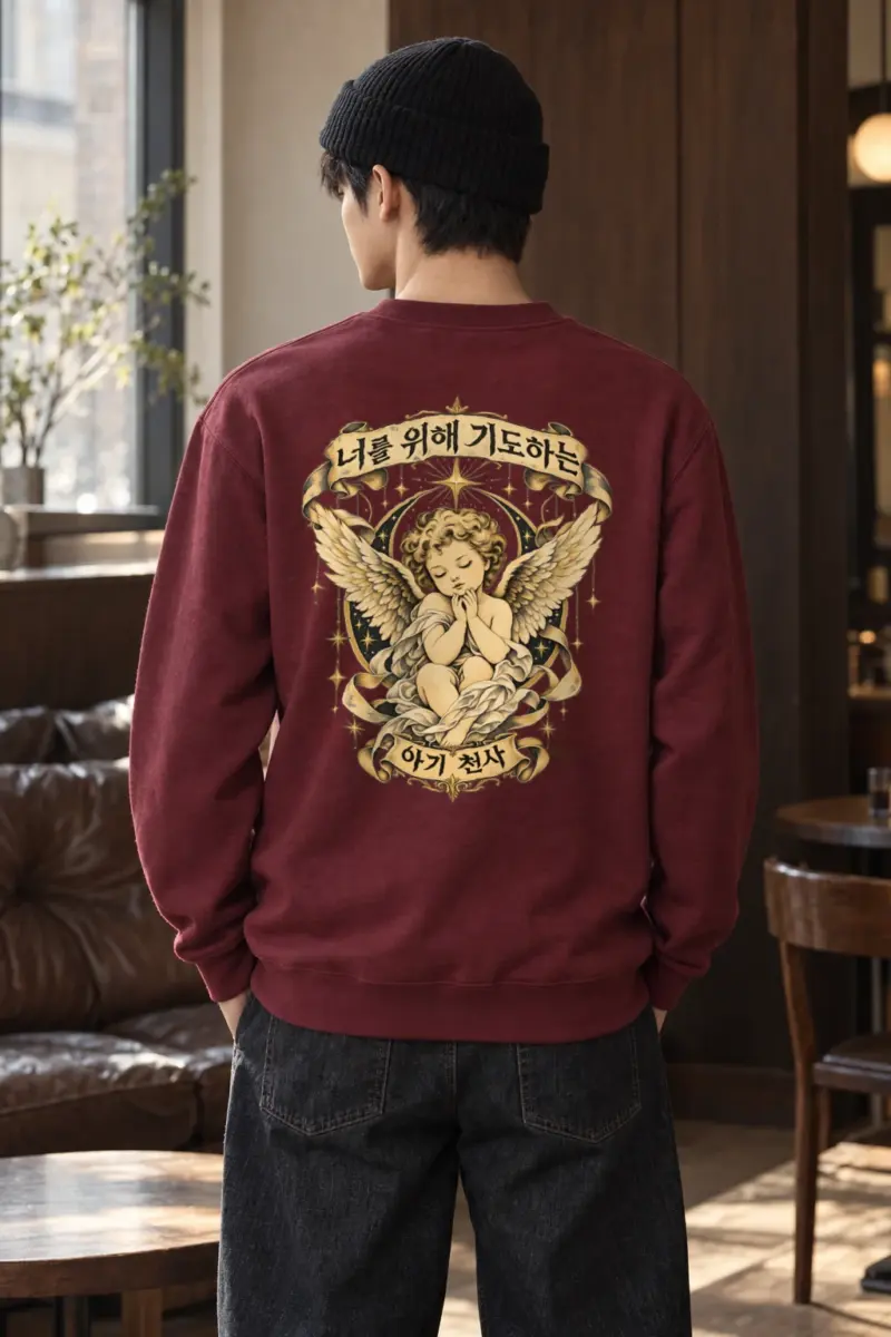"Praying Baby Angel" Heavy Blend Unisex Crewneck Sweatshirt | Gildan 18000