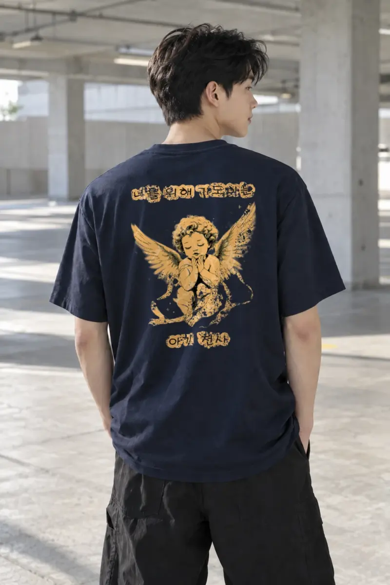 “Praying Cherub” Heavyweight Unisex Crewneck T-shirt | Gildan 5000