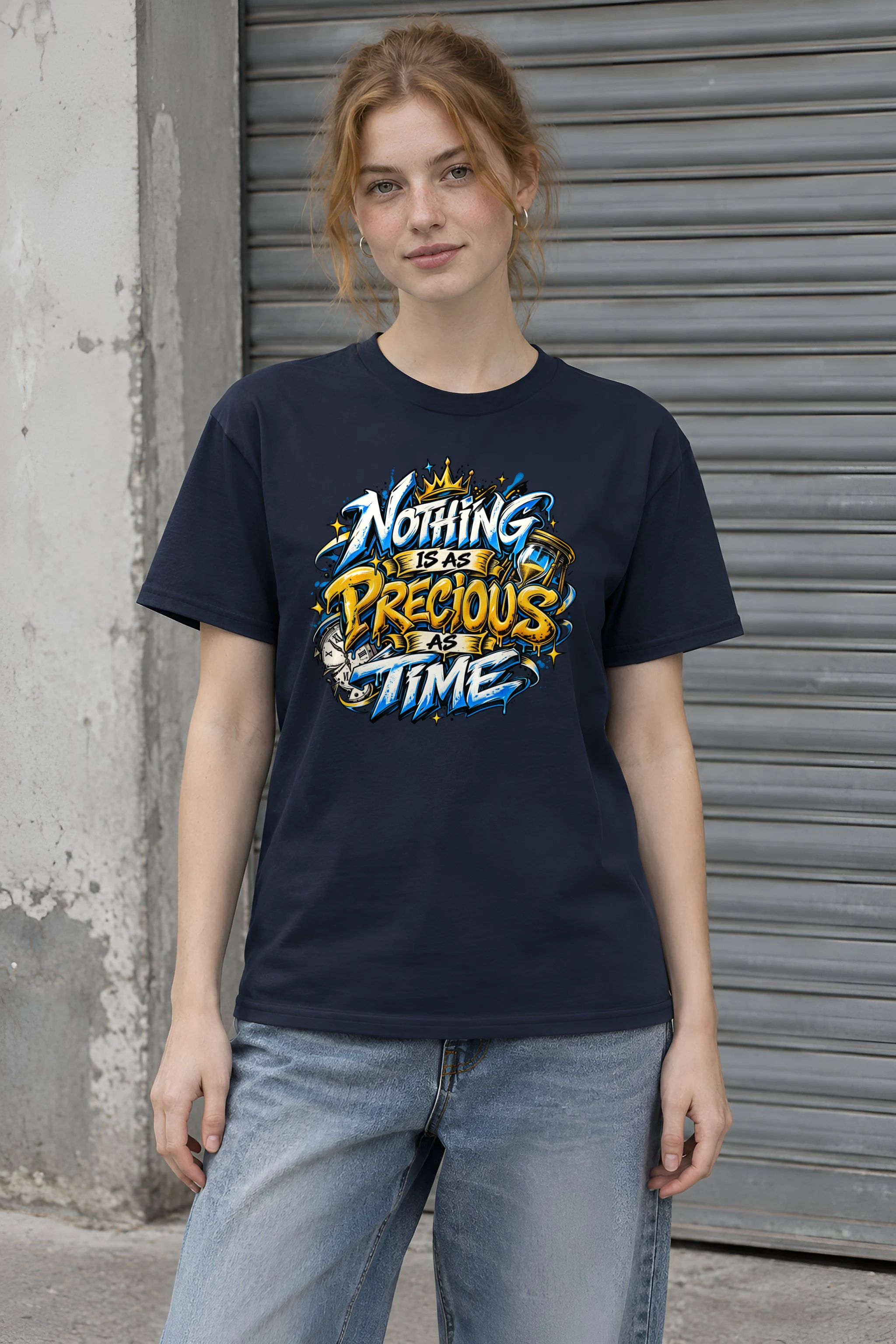 "Gold Hourglass Graffiti" Heavyweight Unisex Crewneck T-shirt