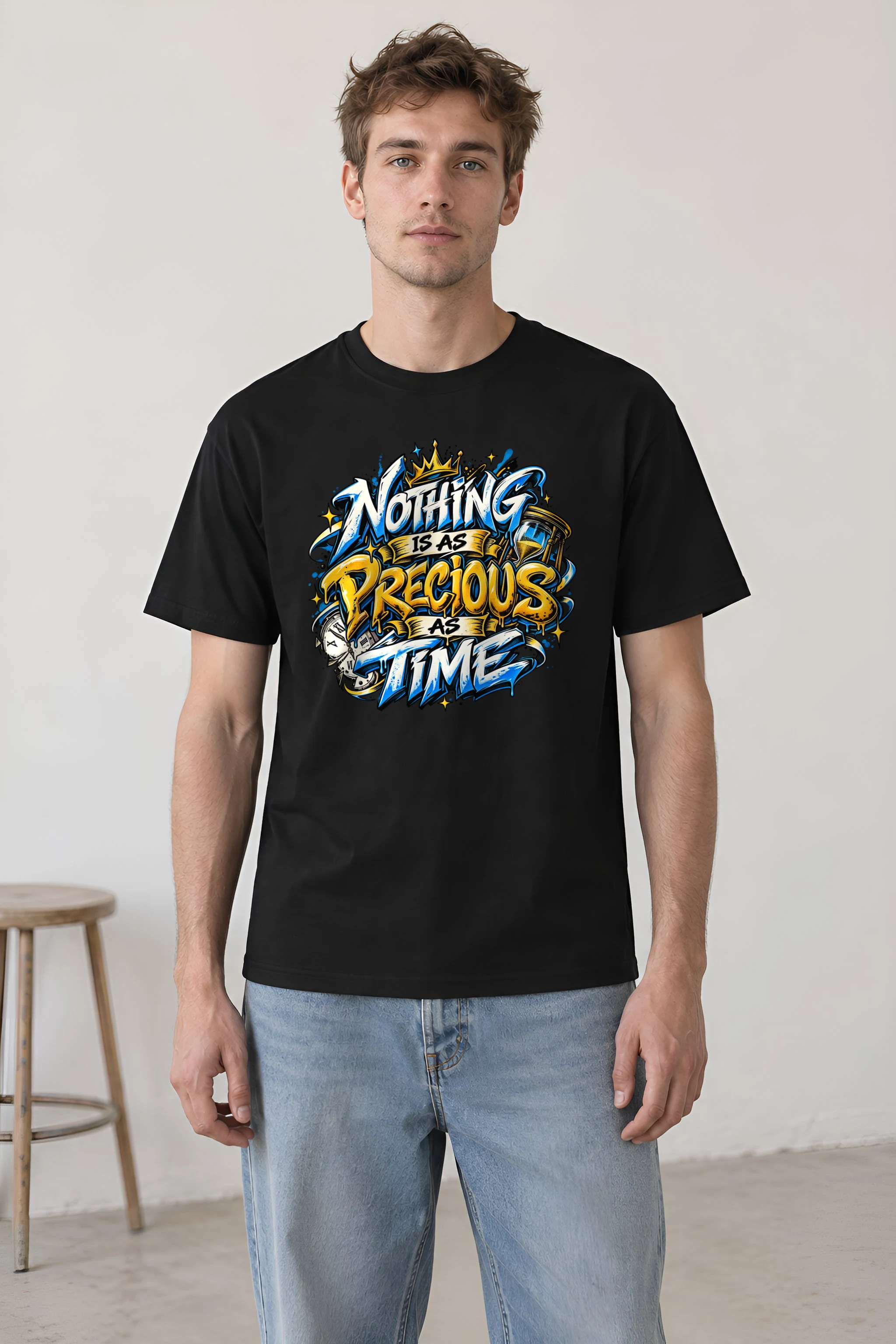 "Gold Hourglass Graffiti" Heavyweight Unisex Crewneck T-shirt