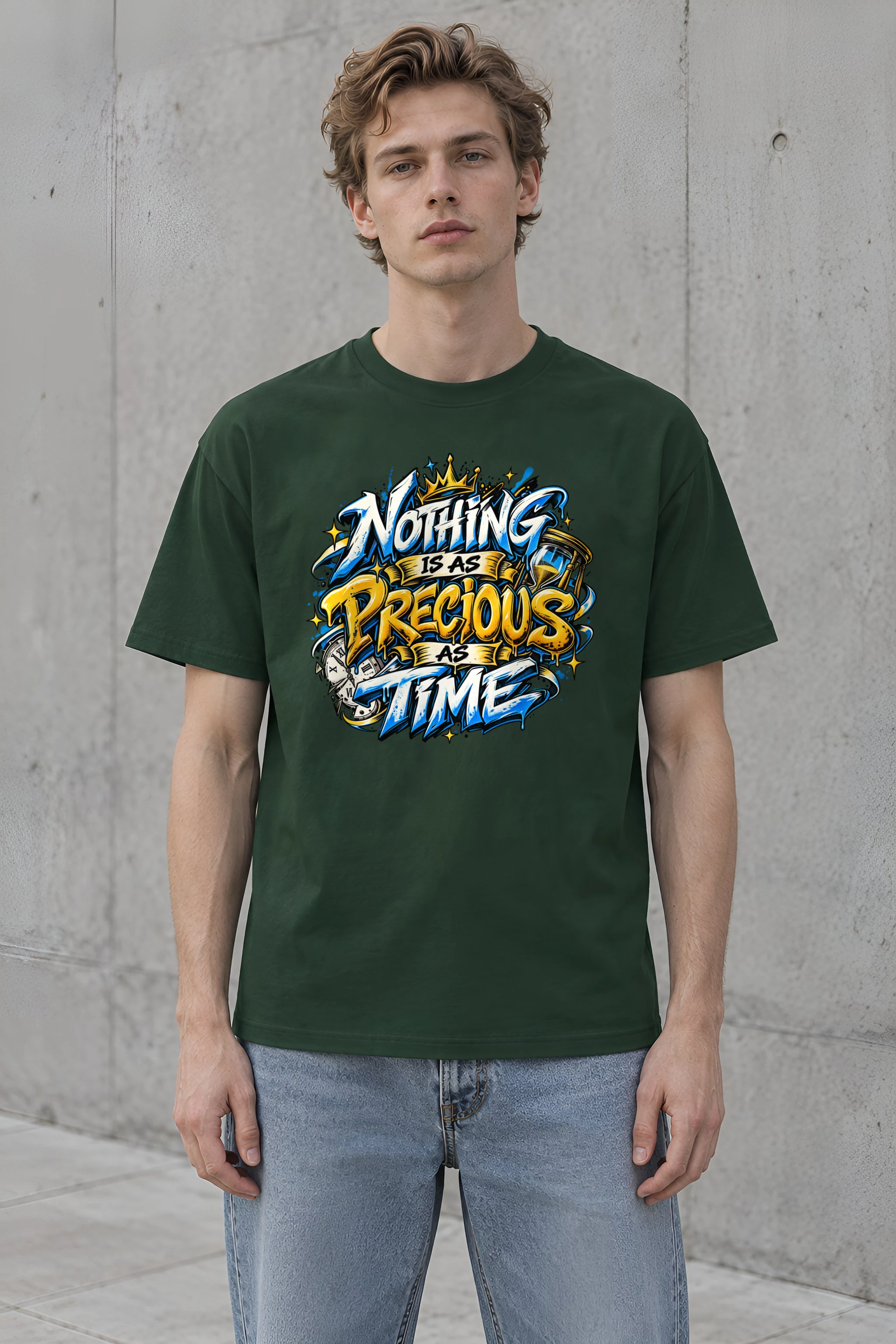 "Gold Hourglass Graffiti" Heavyweight Unisex Crewneck T-shirt