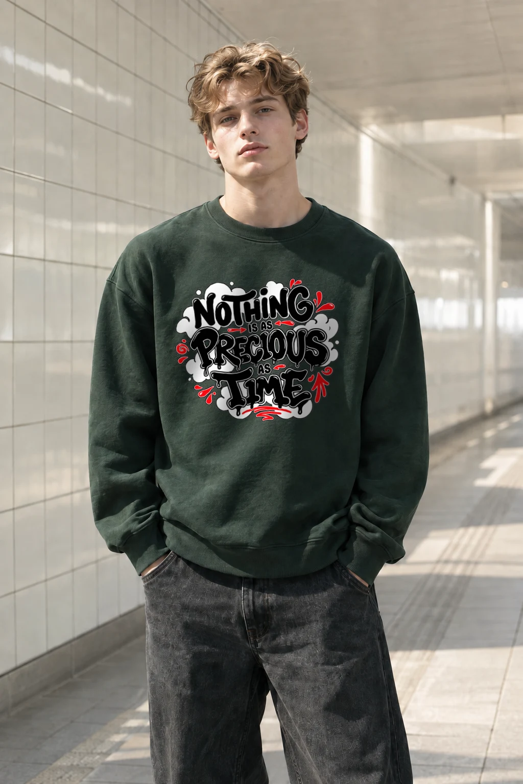 "Precious Time" Heavy Blend Unisex Crewneck Sweatshirt | Gildan 18000