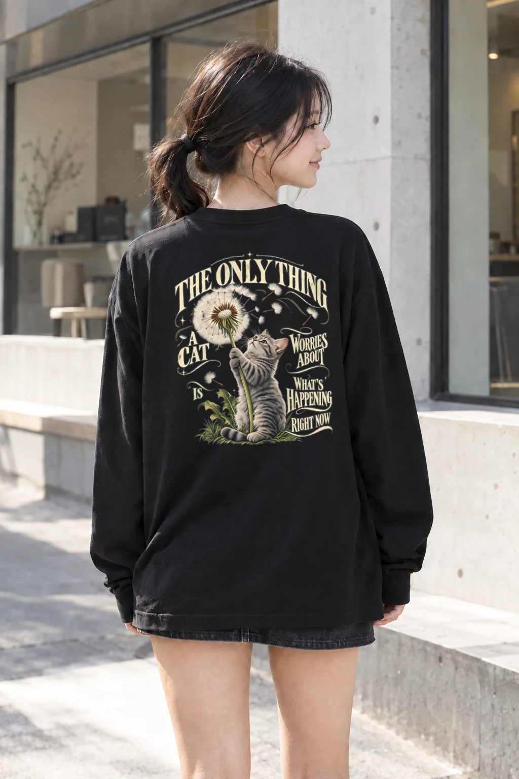 "Present Moment Cat" Unisex Longsleeve T-shirt | Gildan 2400