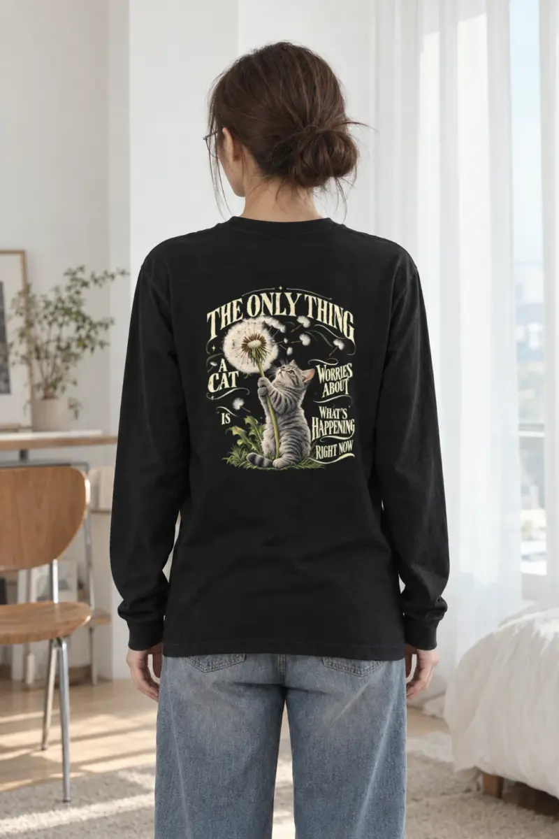 "Present Moment Cat" Unisex Longsleeve T-shirt