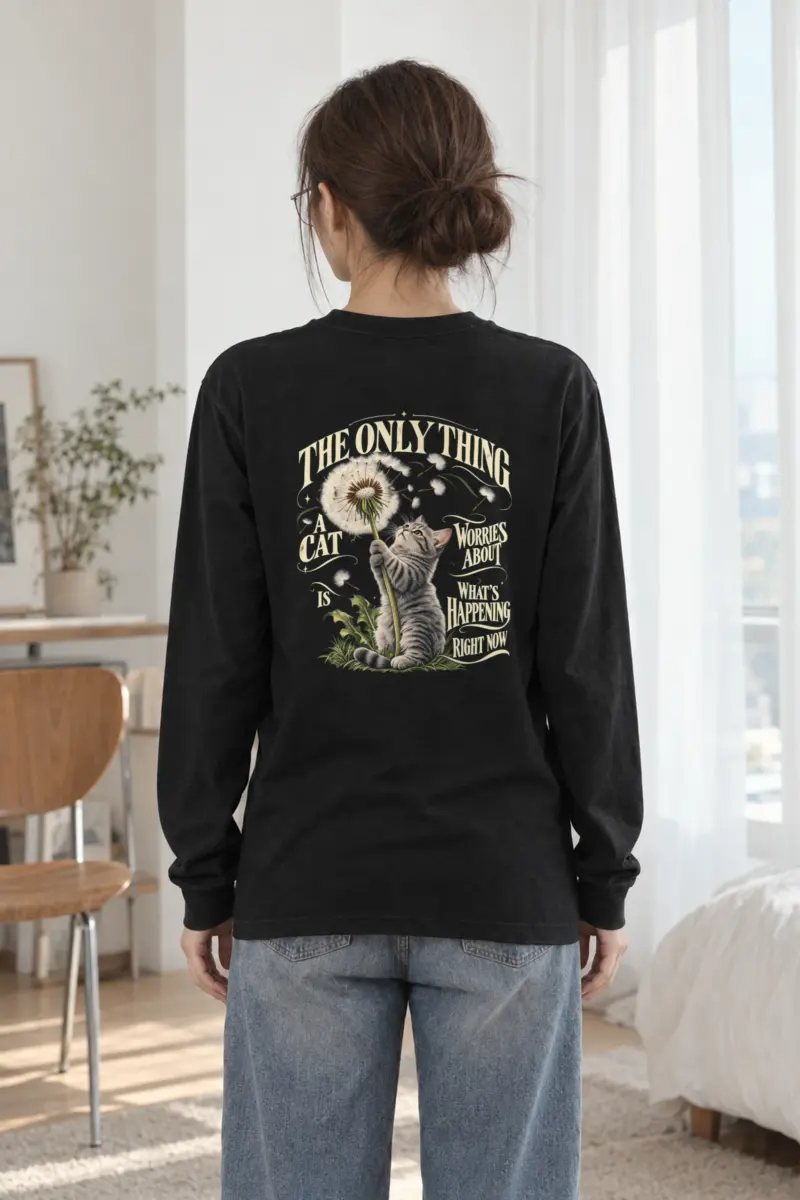 "Present Moment Cat" Unisex Longsleeve T-shirt
