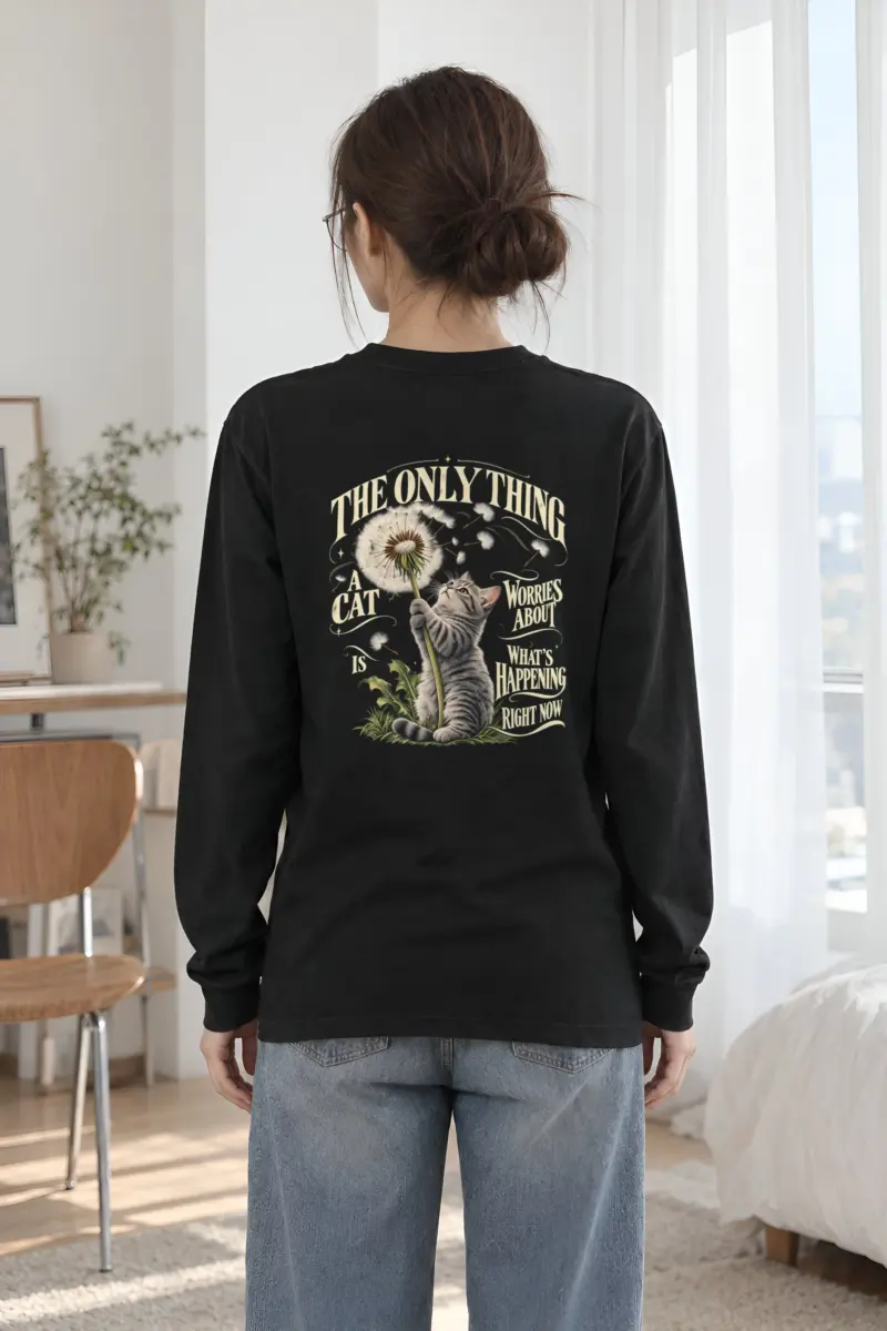"Present Moment Cat" Unisex Longsleeve T-shirt