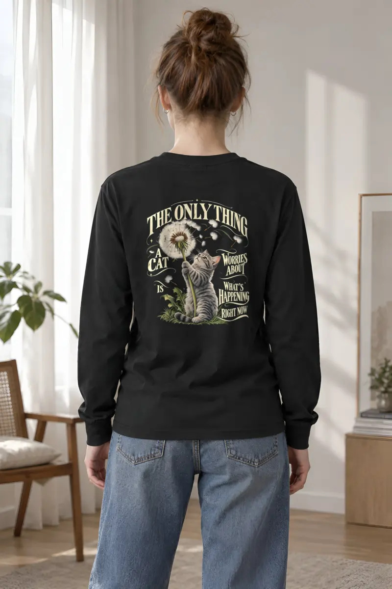 "Present Moment Cat" Unisex Longsleeve T-shirt