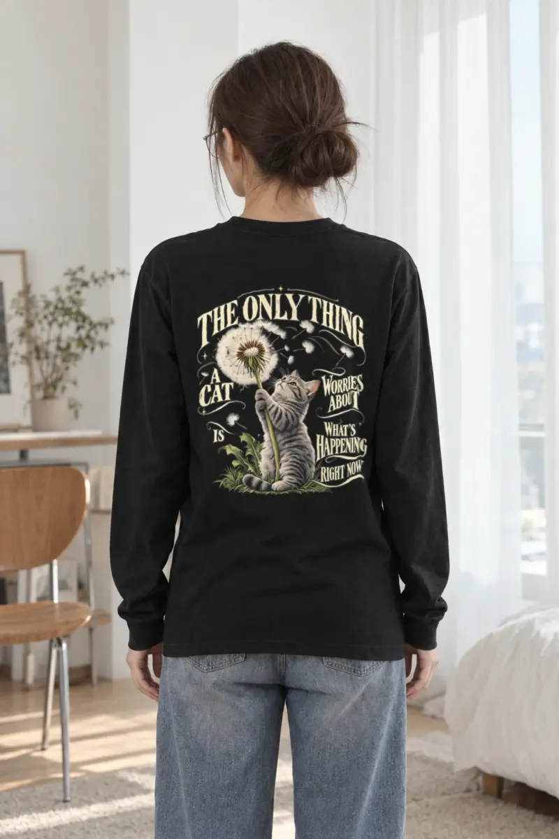 "Present Moment Cat" Unisex Longsleeve T-shirt