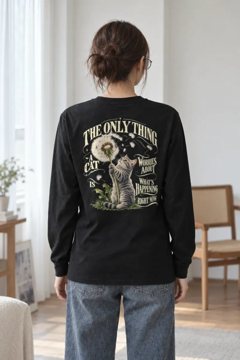 "Present Moment Cat" Unisex Longsleeve T-shirt | Gildan 2400