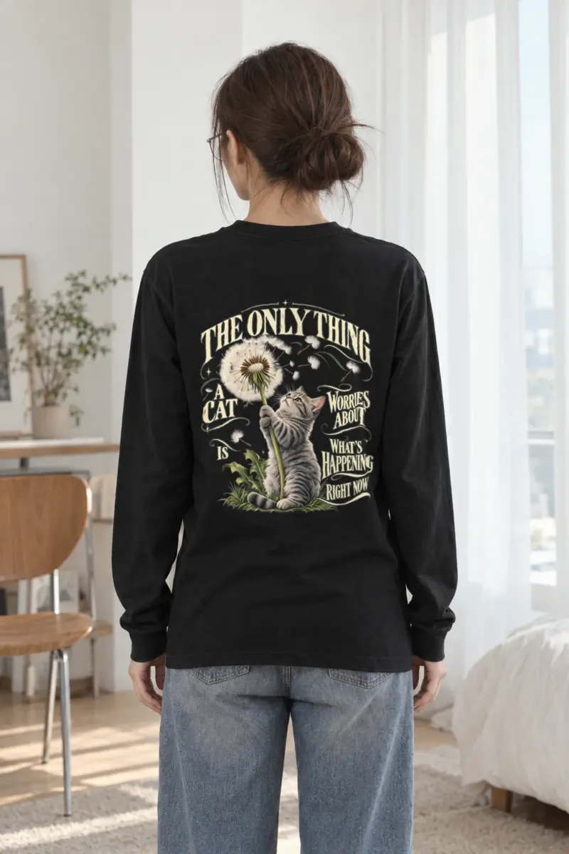 "Present Moment Cat" Unisex Longsleeve T-shirt