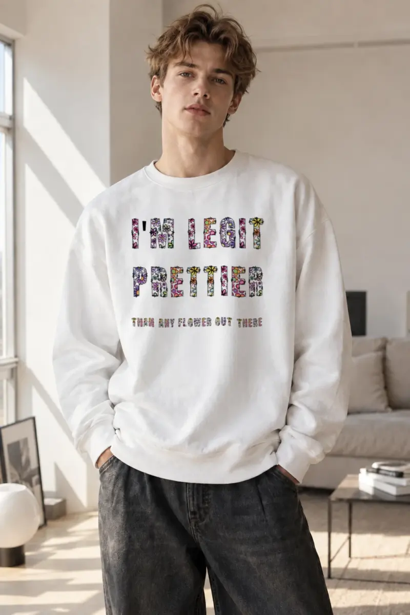 "Prettier Than Any Flower" Heavy Blend Unisex Crewneck Sweatshirt | Gildan 18000