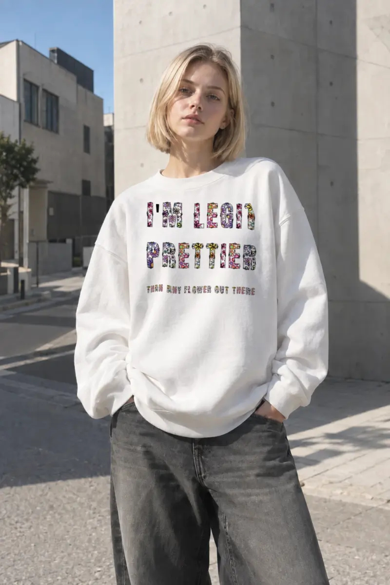 "Prettier Than Any Flower" Heavy Blend Unisex Crewneck Sweatshirt | Gildan 18000