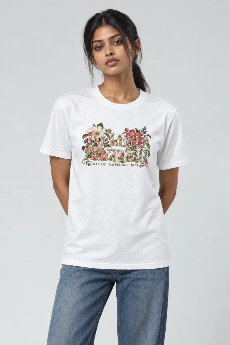 "Prettier Than Any Flower" Heavyweight Unisex Crewneck T-shirt | Gildan 5000