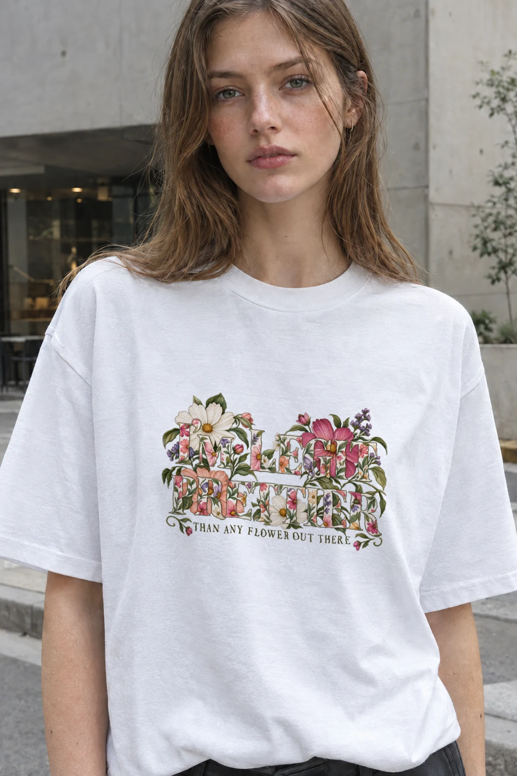 "Prettier Than Any Flower" Heavyweight Unisex Crewneck T-shirt | Gildan 5000
