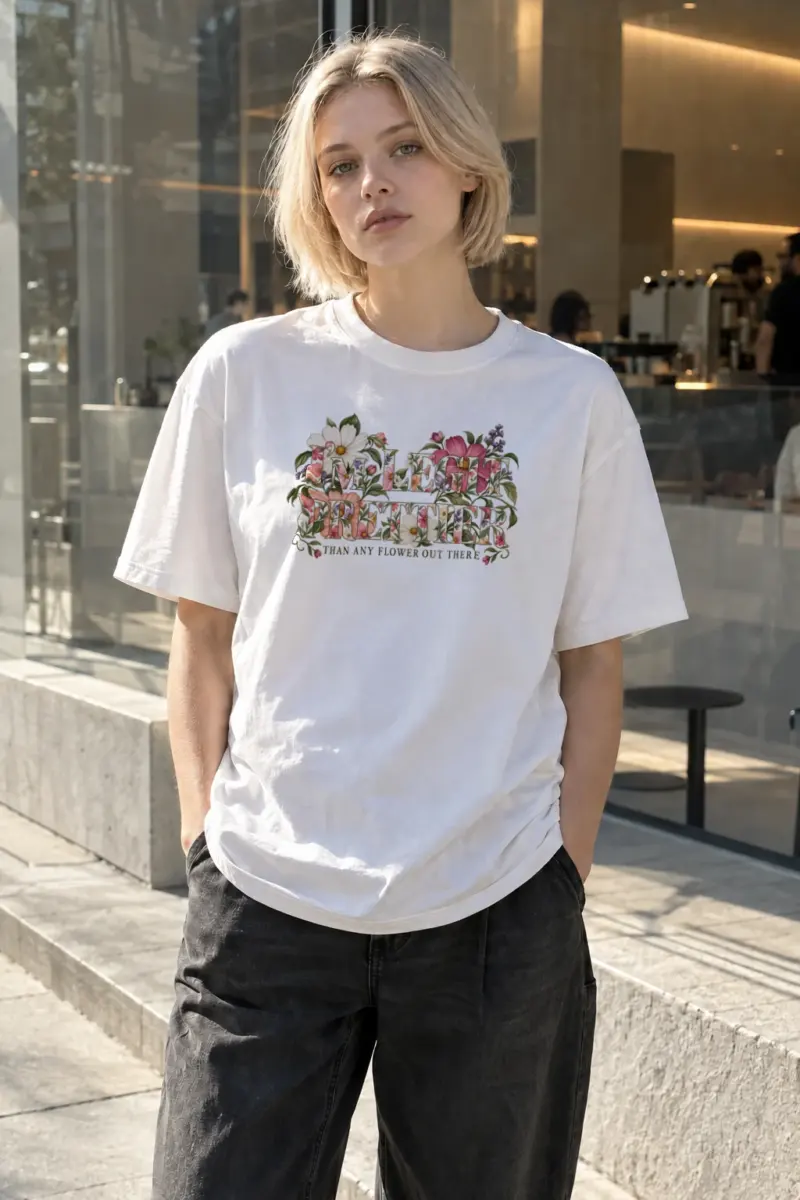 "Prettier Than Any Flower" Heavyweight Unisex Crewneck T-shirt | Gildan 5000