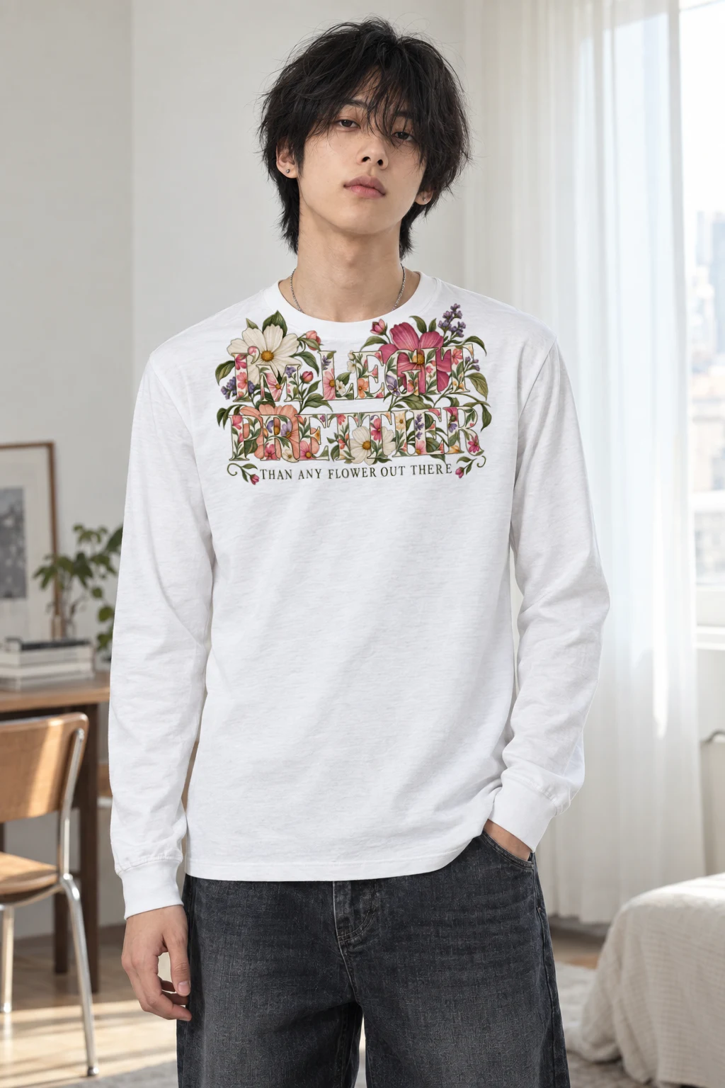 "Prettier Than Any Flower" Unisex Longsleeve T-shirt