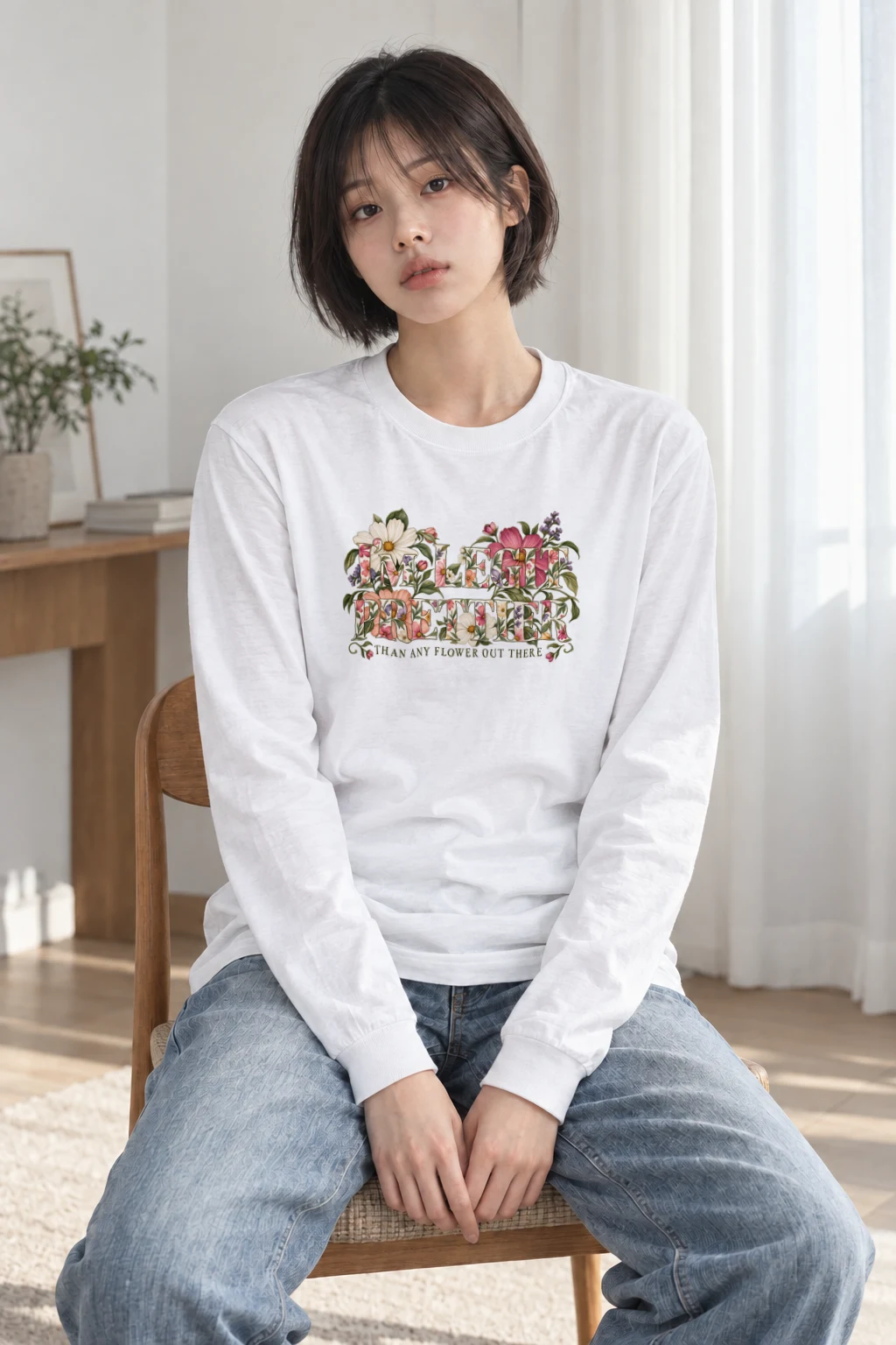 "Prettier Than Flowers" Unisex Longsleeve T-shirt | Gildan 2400