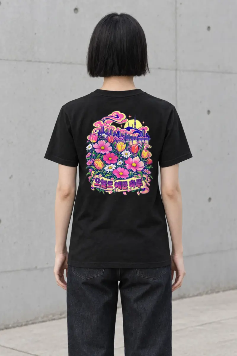 "Pretty Day Seoul" Heavyweight Unisex Crewneck T-shirt | Gildan 5000