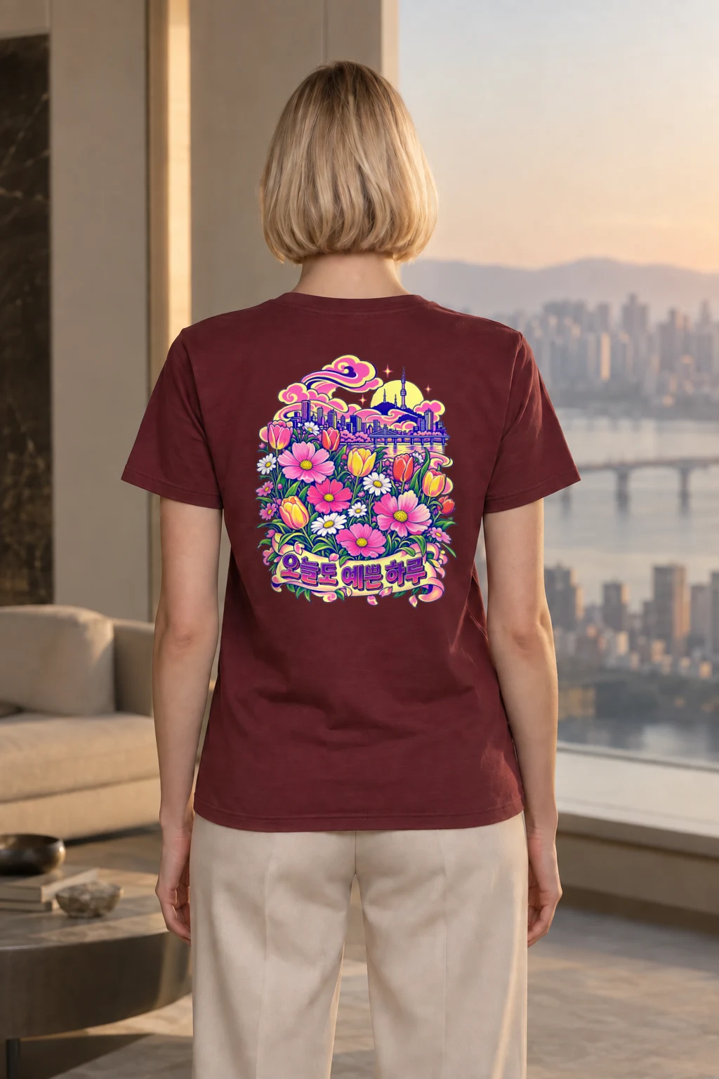"Pretty Day Seoul" Heavyweight Unisex Crewneck T-shirt | Gildan 5000