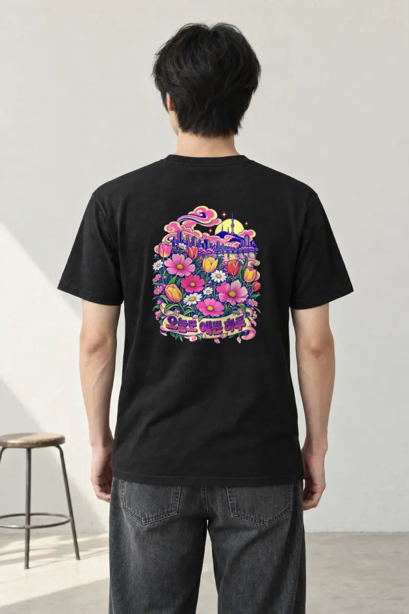 "Pretty Day Seoul" Heavyweight Unisex Crewneck T-shirt