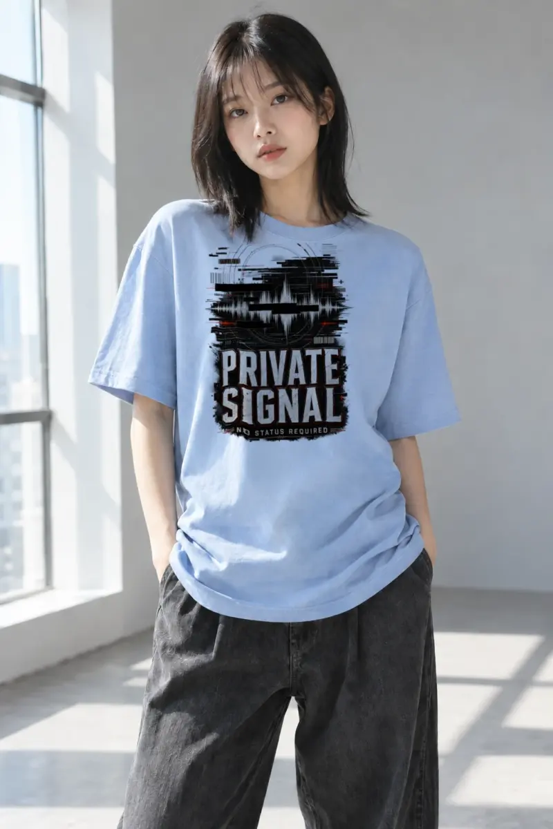 "Private Signal" Heavyweight Unisex Crewneck T-shirt | Gildan 5000