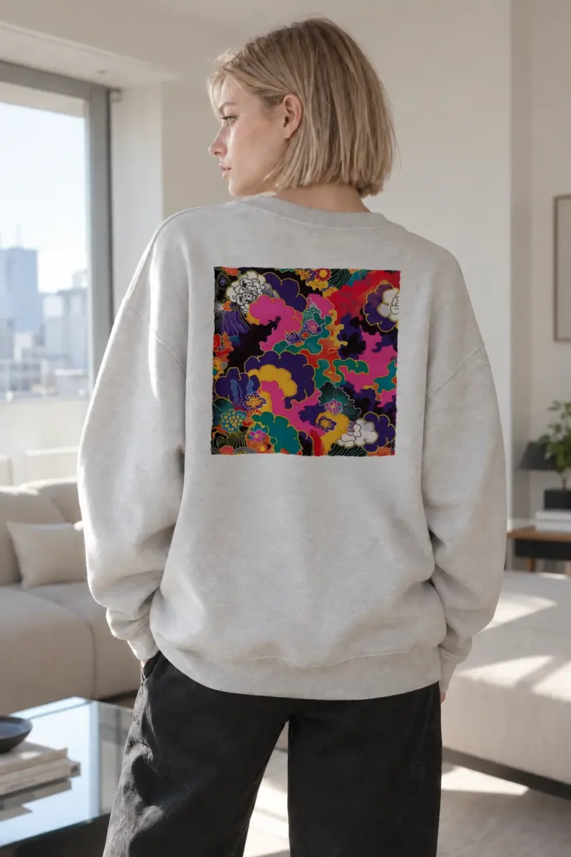 "Psychedelic Floral Bloom" Heavy Blend Unisex Crewneck Sweatshirt | Gildan 18000