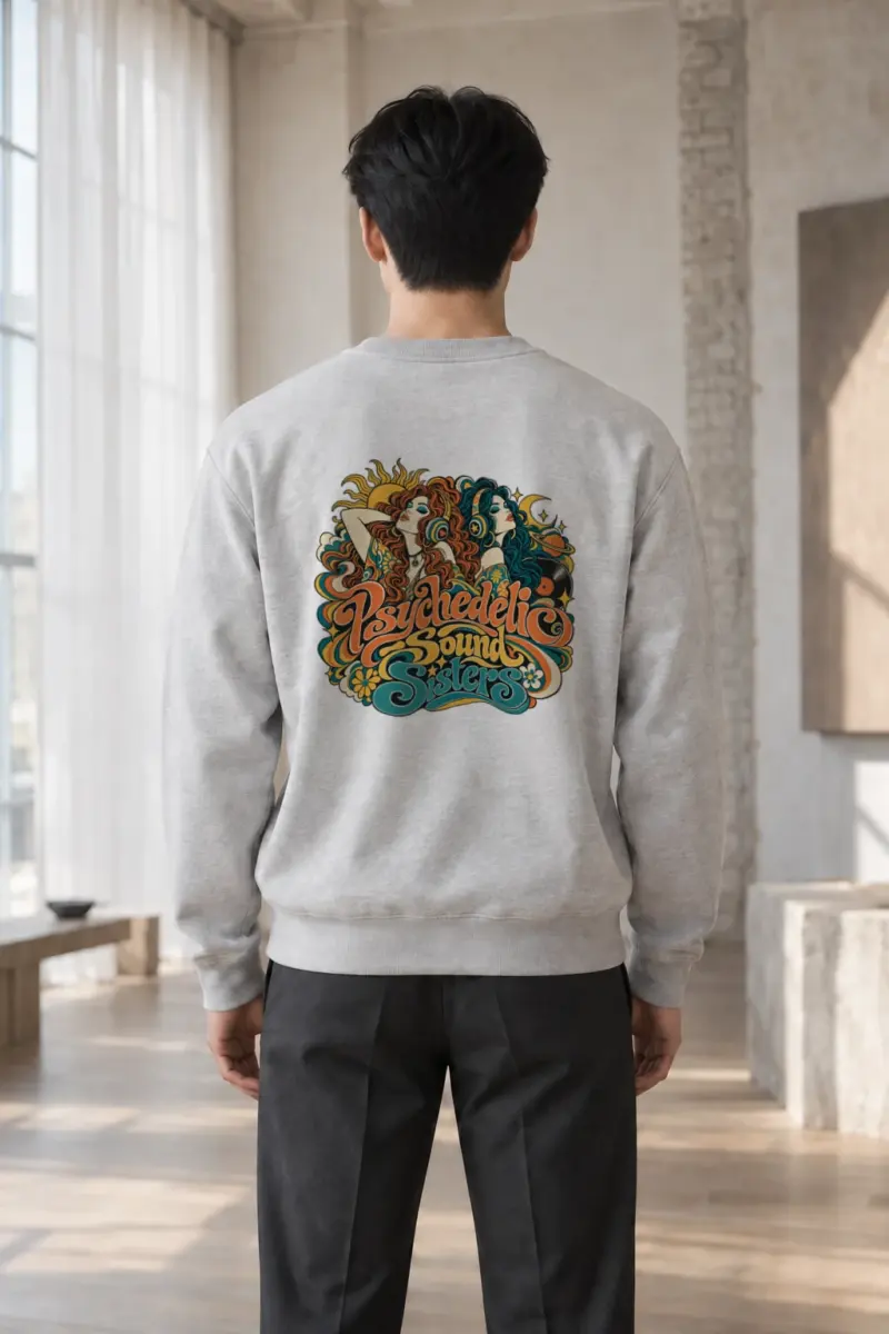 "Psychedelic Sound Sisters" Heavy Blend Unisex Crewneck Sweatshirt | Gildan 18000