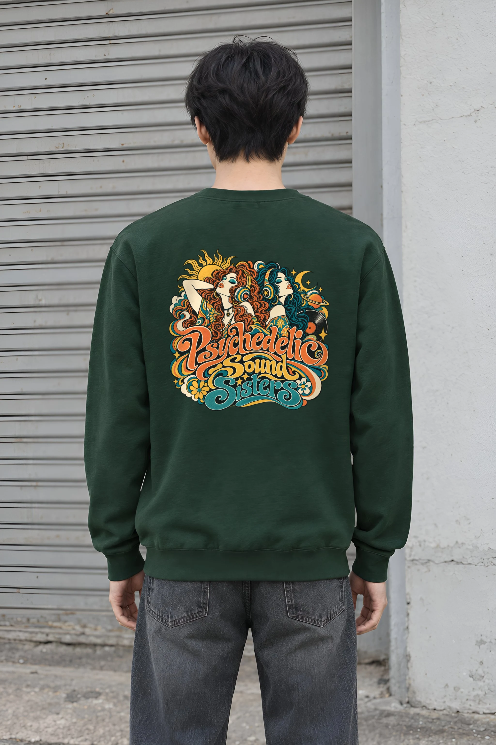"Psychedelic Sound Sisters" Heavy Blend Unisex Crewneck Sweatshirt