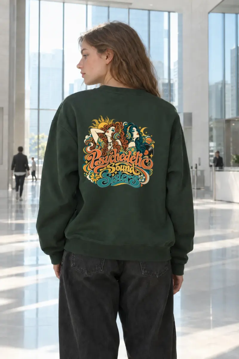"Psychedelic Sound Sisters" Heavy Blend Unisex Crewneck Sweatshirt