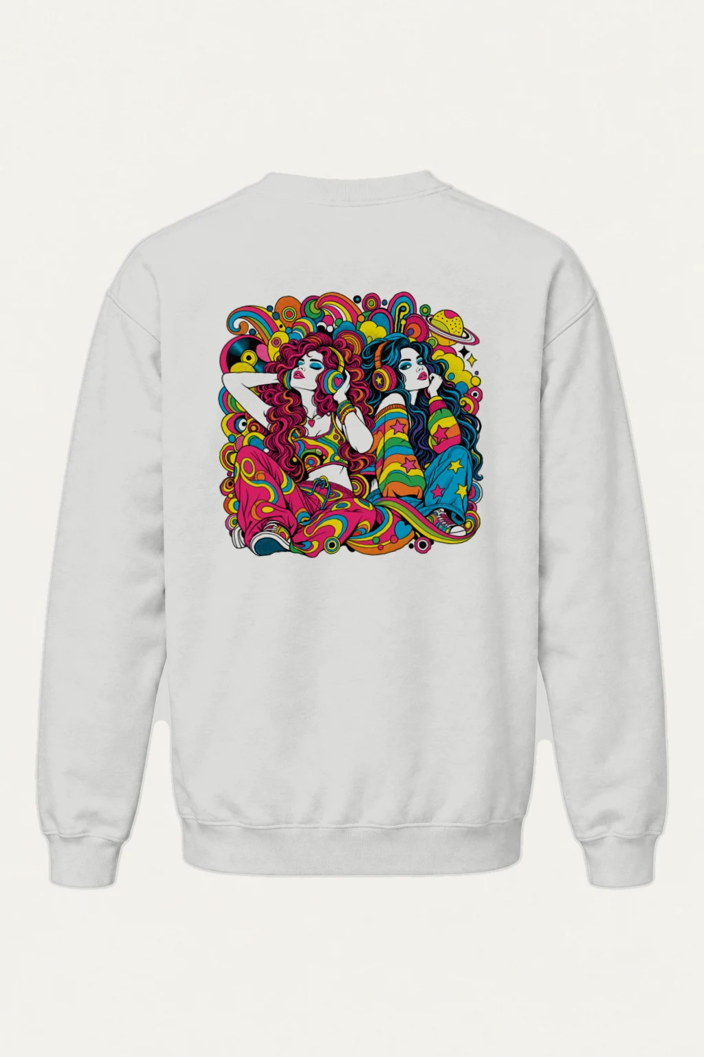 "Psychedelic Sound Sisters" Heavy Blend Unisex Crewneck Sweatshirt | Gildan 18000