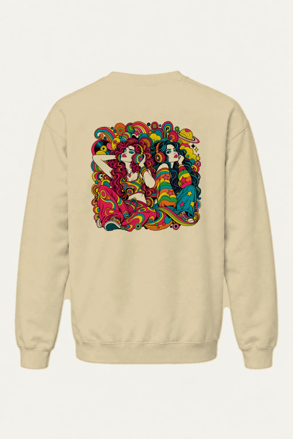 "Psychedelic Sound Sisters" Heavy Blend Unisex Crewneck Sweatshirt | Gildan 18000