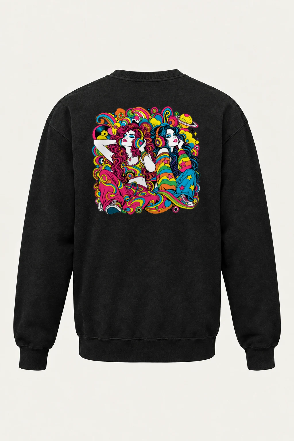 "Psychedelic Sound Sisters" Heavy Blend Unisex Crewneck Sweatshirt | Gildan 18000